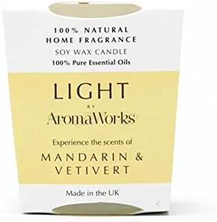 Aromaworks Light Mandarin & Vetivert Pandle | יוצר אווירה משפרת רגועה | מספק תחושת אושר | מבושל
